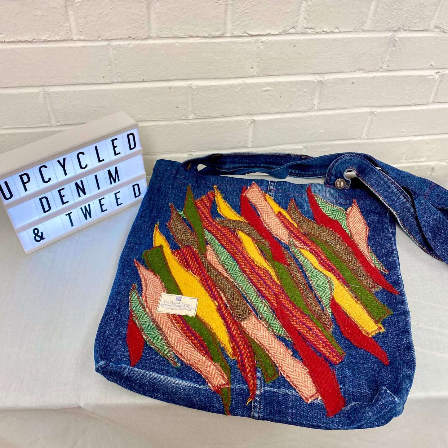 Tote Bag - Upcycled Denim & Tweed