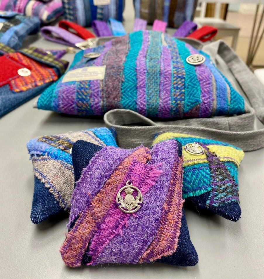 Pin Cushion - Upcycled Denim & Tweed