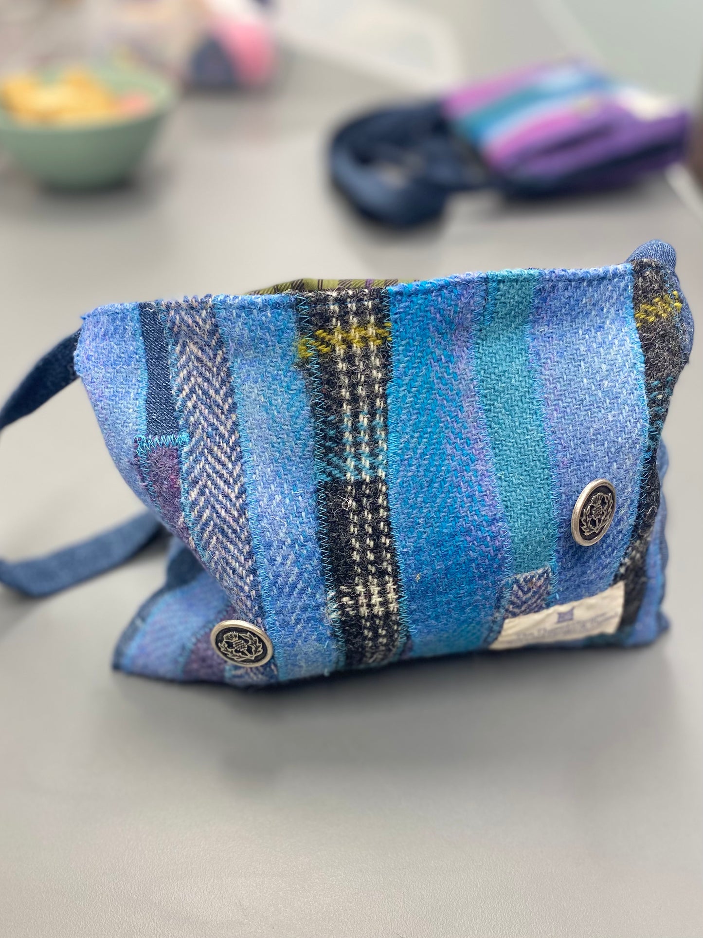 Shoulder Bag - Upcycled Denim & Tweed