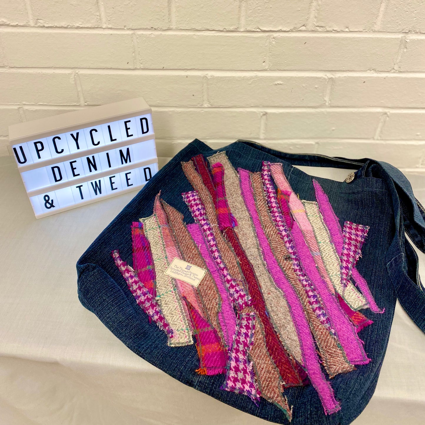 Tote Bag - Upcycled Denim & Tweed