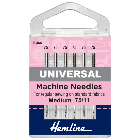 Sewing Machine Needles: Universal: Fine/Medium 75/11: 6 Pieces