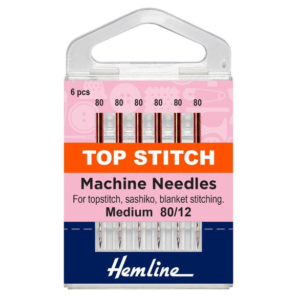 Sewing Machine Needles: Top-Stitch: 80/12: 5 Pieces
