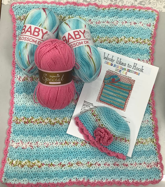 Crochet Baby Blanket & Hat Kit