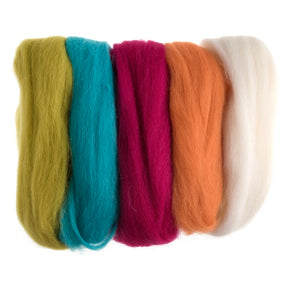 Natural Wool Roving (Neon Brights)